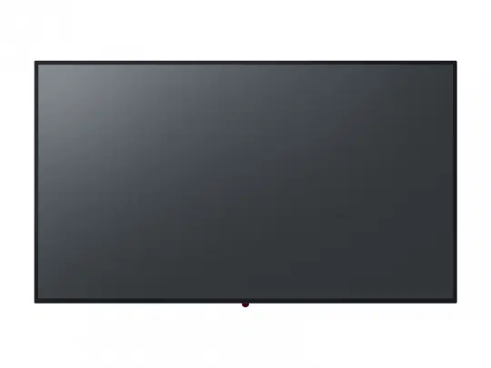 A modern flat-screen TV with a sleek black frame, shown turned off against a plain white background. This contemporary television features a minimalist design ideal for any home entertainment setup.