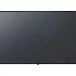 Front view of a large flat-screen TV with a slim black frame, model name not visible, displayed against a plain white background. The television screen is turned off, showing a glossy, dark surface. Perfect for home entertainment or living room setups.