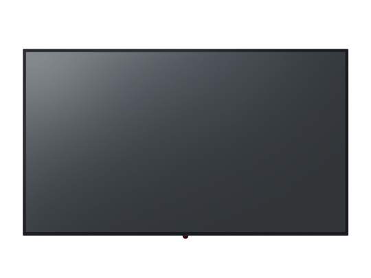 Front view of a flat-screen TV with a slim black frame, displayed against a plain white background. The television screen is off, showing a subtle glare in the top left corner. Modern LED smart TV design for home entertainment—sleek and minimalist style.