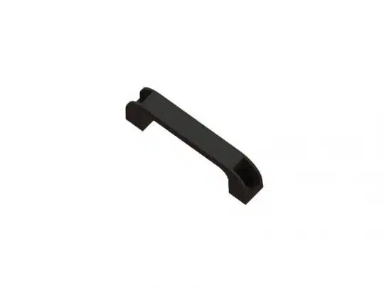 Black rectangular curved handle with mounting holes on each end, shown on a plain white background—ideal as a replacement cabinet or drawer pull.