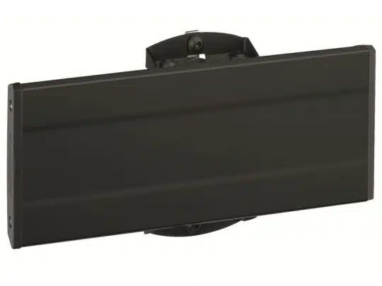 Black wall-mounted mailbox with a sleek rectangular design and horizontal orientation, featuring a top mail slot for easy letter insertion—ideal for modern home exteriors.