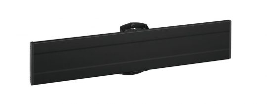 Black metal shelf bracket—rectangular, flat design with a central mounting plate. The bracket is shown against a white background. Ideal for sturdy wall-mounted shelves and minimalist home decor.