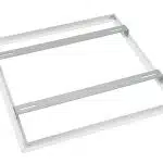 Metal ceiling grid frame for drop ceiling tiles with two parallel crossbars and a white rectangular border, designed to support suspended ceiling panels.