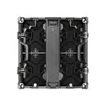 Rear view of Unilumin URMIII 2.6 MK2 Pro LED wall module, 2.6mm pixel pitch, showing its black rectangular frame with metal handles, support bars, a central column featuring a blue power button and the Unilumin logo.