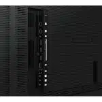 Close-up of the back panel of a black LED TV, showing vertically arranged input ports including HDMI, USB, antenna, and audio/video connections on the left side—ideal for connecting multiple devices.