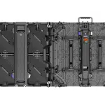 Top-down view of a rugged black hard-shell transport case for Unilumin URMIII 2.6 MK2 Pro Flex XS LED wall module rental equipment, featuring sturdy handles and secure latches for safe transit.