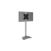Logando freestanding monitor and TV stand with a sturdy rectangular base, a tall vertical support pole, and a central cross-shaped bracket for secure screen mounting. Modern black design suitable for home or office use.