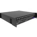 NovaStar MX40 Pro LED Controller (Neuware) – black rackmount unit shown at an angle, highlighting multiple input and output ports on both front and rear panels, including XLR, TRS, and digital connections for professional LED display control.