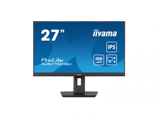 27-inch iiyama ProLite monitor with IPS display and 100 Hz refresh rate, featuring an adjustable stand, displayed on a plain white background.