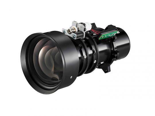 Close-up of a camera lens showing multiple glass elements, metal rings, and intricate mechanical components; the product is displayed against a white background. Perfect for photographers seeking precision optics.