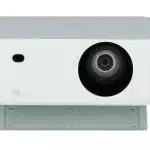 Epson Home Cinema 2350 projector, shown front-facing, features a sleek white rectangular design with a large lens on the right and a small sensor or button on the left, set against a plain white background.