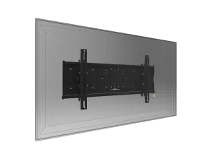 Rückansicht eines Flachbildfernsehers auf einer Wandhalterung; die stabile, rechteckige Metallhalterung ist deutlich zwischen TV und Wand sichtbar - ideal zum Mieten oder Kaufen einer TV-Wandhalterung.