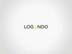 Minimalistisches LOGANDO-Logo auf weißem Hintergrund; das A im Markennamen ist durch gelbe, waagerechte Linien ersetzt, die wie ein Bienenstock oder eine Pyramide aussehen und Einfachheit beim Mieten oder Kaufen symbolisieren.