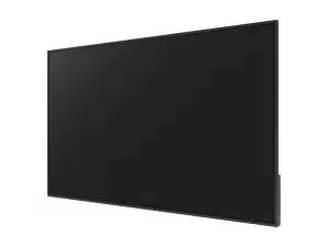 65 Zoll UHD Display Optoma N3651K, ausgeschaltet, schräg vor weißem Hintergrund; das moderne LED-Display hat einen dünnen Rahmen und eignet sich ideal zum Mieten oder Kaufen für Zuhause oder Büro.