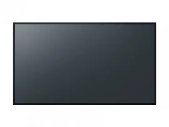 Schwarzer Flatscreen-Fernseher oder Monitor mit dünnem Rahmen vor weißem Hintergrund; das ausgeschaltete Display ist dunkel und spiegelt leicht. Ideal zum Kaufen oder Mieten für Zuhause oder Büro.