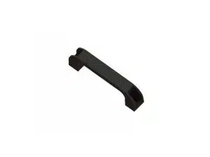 Schwarzer, rechteckiger Griff "Curved Handle" mit gebogener Form und zwei Montage-Enden, abgebildet vor weißem Hintergrund - ideal zum Mieten oder Kaufen für individuelle Projekte.