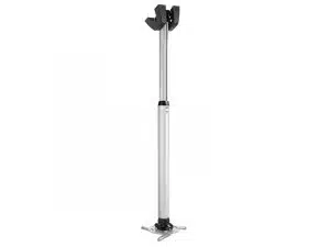Teleskopstange mit stabiler Basis und Gerätehalterung, silber-schwarz, als höhenverstellbarer Support Stand oder Montagesäule - optimal zum Kaufen oder Mieten.