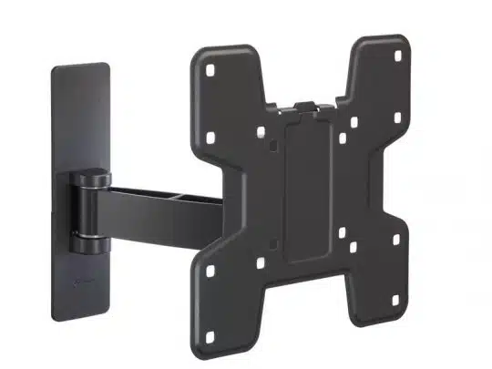 Wandhalterung für Fernseher: Schwarze, verstellbare TV-Halterung mit Schwenkarm und mehreren Schraublöchern, geeignet für verschiedene Flachbildfernseher - ideal zum sicheren Montieren von TVs an der Wand, perfekt zum Kaufen oder Mieten.