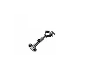 Der Unilumin Stacking - URMIII Rahmen Verbinder (Neuware) ist eine schwarze, verstellbare Montagehalterung mit Klemme und flacher, runder Basis mit Schraublöchern. Das Produkt ist freigestellt auf weißem Hintergrund zu sehen und eignet sich ideal zum sicheren Befestigen von Rahmen oder Strukturen.