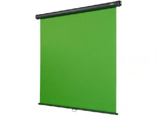 Celexon Chroma Key Green Rollo-Leinwand - grüne, voll ausziehbare Pull-Down-Projektorleinwand mit schwarzem Gehäuse, ideal für professionelle Präsentationen, Videoaufnahmen und Events. Perfekt zum Kaufen oder Mieten.