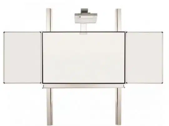 Celexon Expert manuelle Whiteboardtafel zur Wandmontage - Neuware; weiße interaktive Tafel mit zwei seitlichen Panelen, Projektor oben montiert, stabiler Metallrahmen. Ideal für Klassenzimmer und Konferenzräume.