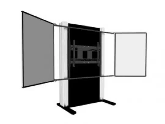 Celexon Expert 2 Säulen Pylonensystem freistehend - manuell bedienbares Präsentationssystem mit zwei schwenkbaren, unterschiedlich farbigen Seitenteilen; ideal für flexible Präsentationslösungen und als Neuware erhältlich.