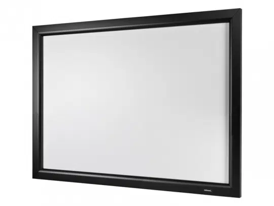 Rechteckiges, wandmontiertes Whiteboard mit schwarzem Rahmen, leicht von rechts betrachtet. Die weiße, leere Oberfläche eignet sich ideal zum Kaufen oder Mieten für Büro oder Zuhause. Perfekt für Notizen, Präsentationen und Organisation im Arbeitsalltag.