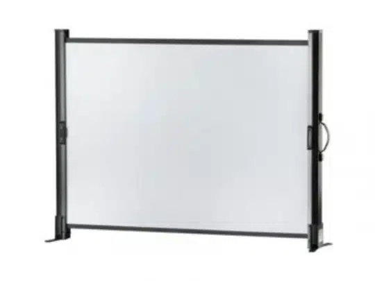 Celexon Tischleinwand Professional (Neuware) - rechteckige, freistehende Leinwand mit schwarzem Metallrahmen, zwei vertikalen Stützen und praktischem Griff; geeignet für Präsentationen zum Kaufen oder Mieten.