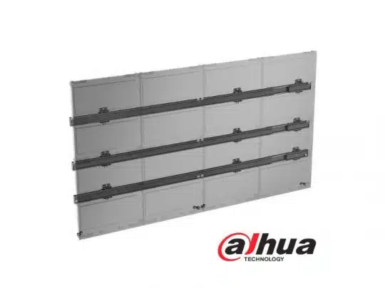 LED-Wandhalterung Vogel's Dahua dvLED-Videowand (Neuware) mit transparentem Panel und mehreren rechteckigen Segmenten, geeignet zum Kaufen oder Mieten; unten rechts ist das Dahua Technology Logo sichtbar.