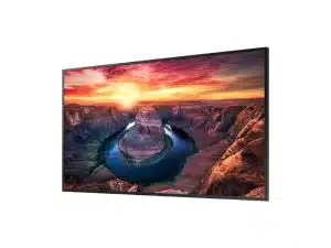 Samsung QM43B-T 43 Zoll 4K UHD Signage Display zeigt gestochen scharf das Panorama von Horseshoe Bend bei farbenfrohem Sonnenuntergang; ideal als digitales Werbedisplay, zur Miete oder zum Kauf erhältlich.