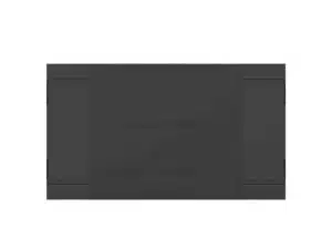 Rückansicht des 110 Zoll UHD Signage Display LG 110UM5K-B zum Mieten: Großes, flaches schwarzes Display mit sichtbaren Lüftungsschlitzen, vertikalen Panel-Linien und mehreren Montageschlitzen vor weißem Hintergrund.