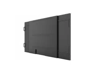 Rückansicht des 110 Zoll UHD Signage Displays LG 110UM5K-B mit seitlichen Griffen und schlankem, minimalistischem Design, abgebildet vor weißem Hintergrund - ideal zum Mieten oder Kaufen für professionelle Digital Signage Anwendungen.