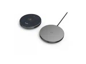 Drahtloses Mikrofon Yealink VCM36-W als Neuware, abgebildet im modernen, minimalistischen Design mit dunklem Gehäuse und dezenter Yealink-Logo-Prägung - ideal für professionelle Audioaufnahmen, Mieten oder Kaufen.