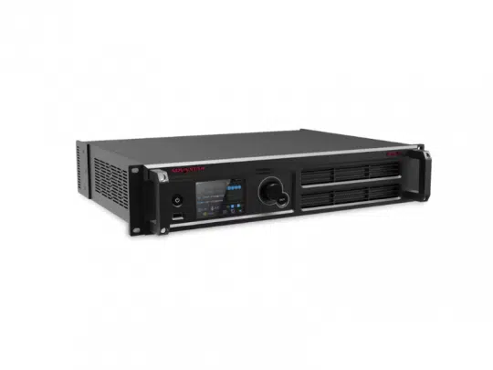 LED-Controller NovaStar MCTRL4K als neues, schwarzes rack-montierbares Gerät mit Frontpanel-Bedienknöpfen, Anschlüssen und Display; jetzt zum Kauf oder zur Miete erhältlich.