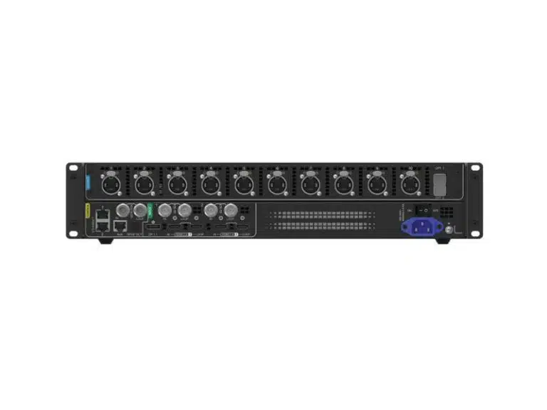 Frontansicht des NovaStar MX30 All-In-One LED-Controllers (Neuware) mit mehreren Ein- und Ausgängen, Drehreglern und Buttons - ideal für professionelle LED-Anwendungen und Netzwerktechnik, zum Kauf oder zur Miete.