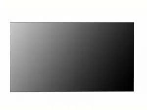 Samsung QLED 4K Smart TV - großes, rechteckiges Flachbildfernsehgerät mit schwarzem, glänzendem Bildschirm. Das Gerät ist ausgeschaltet und steht mittig vor weißem Hintergrund. Der dunkle Bildschirm zeigt eine leichte Spiegelung von hell nach dunkel.