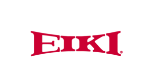 Produktbild von EIKI: Der Markenname ist in kräftigen, roten Großbuchstaben auf hellgrauem Hintergrund abgebildet.