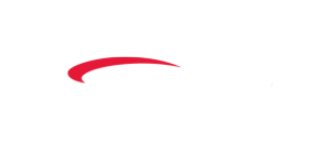 Optoma Logo: Weißer Schriftzug "Optoma" mit rotem Bogen über dem O auf hellgrauem Hintergrund.