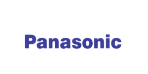 Panasonic-Logo: Der Markenname Panasonic in kräftigen, blauen Buchstaben auf weißem Hintergrund. Ideal für Produkterkennung.