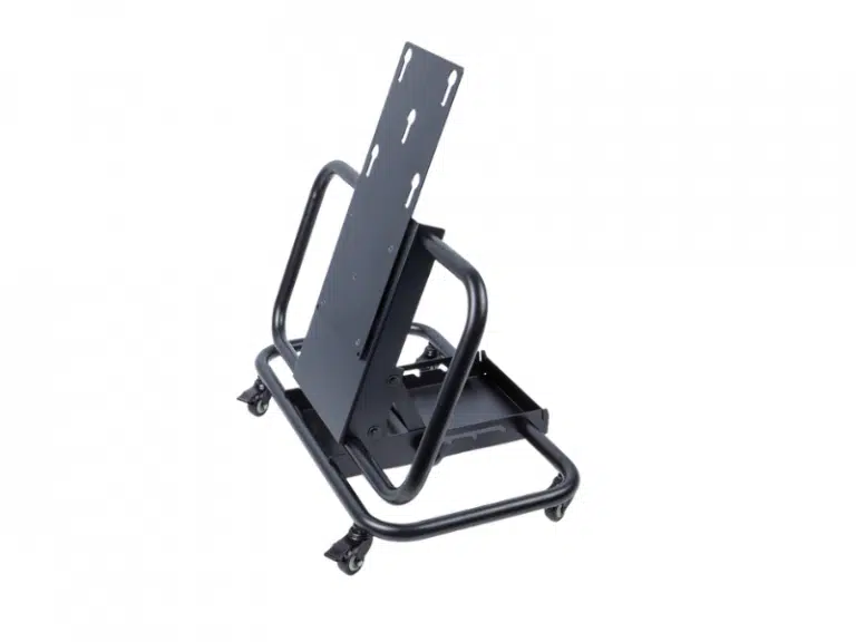 Schrägsteller VKW bis 55 Zoll rollbar: Stabiles Gestell mit schräger Halterung und vier Rollen für flexiblen Geräteeinsatz.