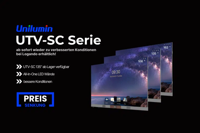 Unilumin UTV-SC Serie: Drei LED-Displays mit Sternenhimmel, Text zu verbesserten Konditionen, Verfügbarkeit & Preisreduktion.