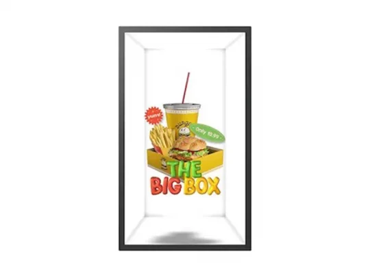 „The Big Box“: Poster mit Pommes, Burger und Softdrink. Angebot für 9,99 $. Perfekt für ein günstiges Fast-Food-Menü.