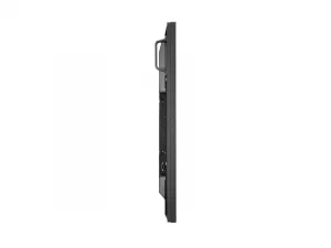 Samsung Smart TV in Seitenansicht, gut erkennbares schlankes Design und Griff an der Rückseite. Das Produkt steht vor einem weißen Hintergrund.