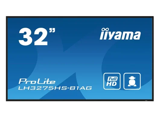 Iiyama ProLite LH3275HS-B1AG 32-Zoll-Monitor mit Full-HD-Auflösung, auf dem ein blaues Display mit einem Benutzer-Symbol zu sehen ist. Ideal für eine klare Bilddarstellung und ergonomisches Arbeiten.