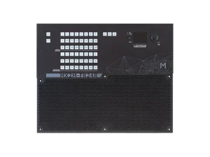 LIGHTWARE MX2 M Bedienfeld mit zahlreichen weißen Tasten, einem Display und einer großen schwarzen Lüftungsöffnung darunter. Auf der Oberseite befinden sich die Produktbezeichnung „MX2 M“ und der Markenname „LIGHTWARE“.